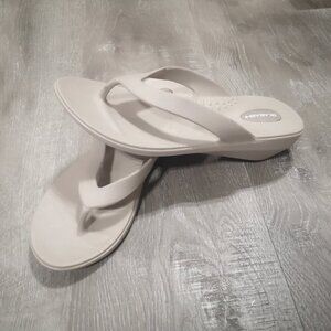 2/$30.00 - Okabashi Ladies Size Med. One Piece Construction Beige Thong Sandals